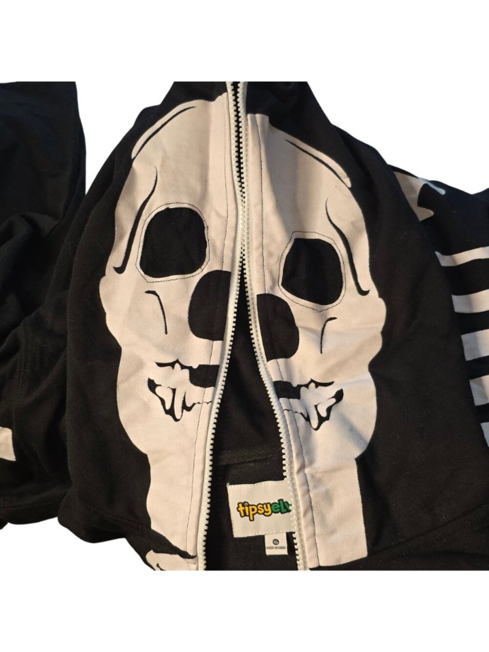 Tipsy Elves Skeleton Costume Jumpsuit XL Full Zip Face Mask Halloween Suit NWOT - Picture 5 of 9